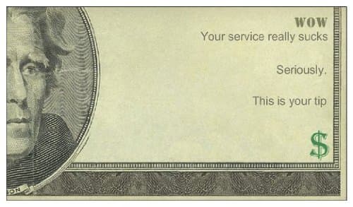 Your Service Sucks Funny Tip Prank Business Cards Offensive Business Cards 25 count