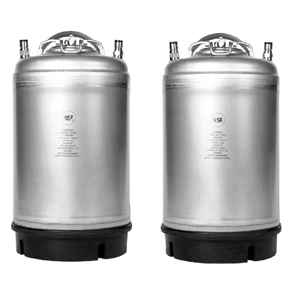 Two Pack of New 3 Gallon Ball Lock Kegs with a Single Handle