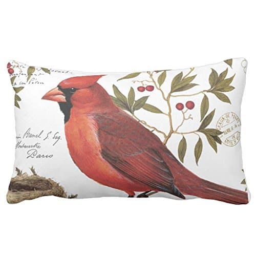 12 x 18 Inches Modern Vintage Winter Cardinal Lumbar Throw Pillow Case Square Home Decorative Wedding Cushion Cover For Sofa Mother’s Day Gifts New Year's Day Gifts Valentine's Day Gifts