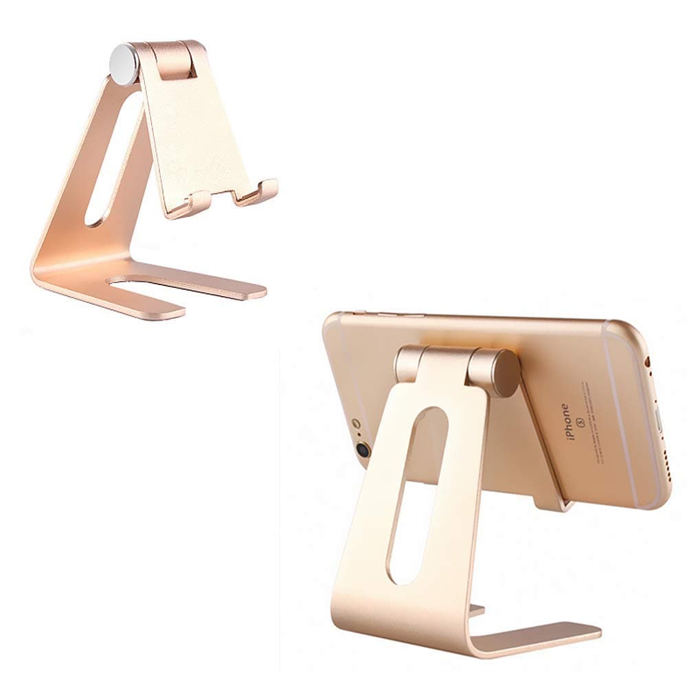 RONSHE Adjustable Cell Phone Stand,Thickness Aluminum Multi-Angle Mobile Phone Holder,Cradle,Dock,Stand for iPhone 6 7 8X Plus 6s 7s ipad, All Android Smartphone,Universal Phone Stand (Gold)