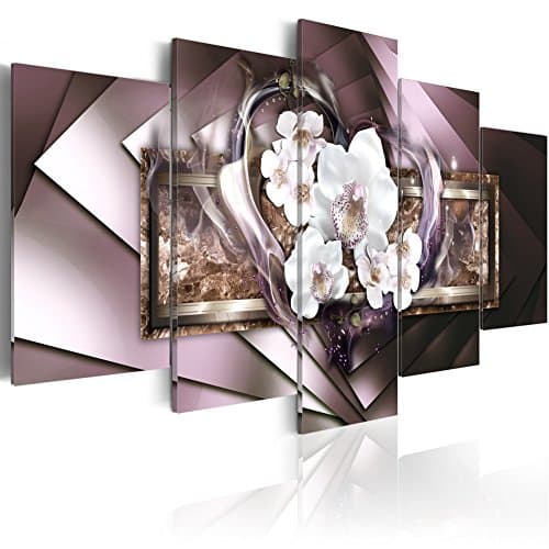 Canvas Art Wall Decor Flower Picture Print Painting 5 Piece White Floral Modern Artwork for Bedroom Framed Ready to Hang (40”x20”, In flames - grey)