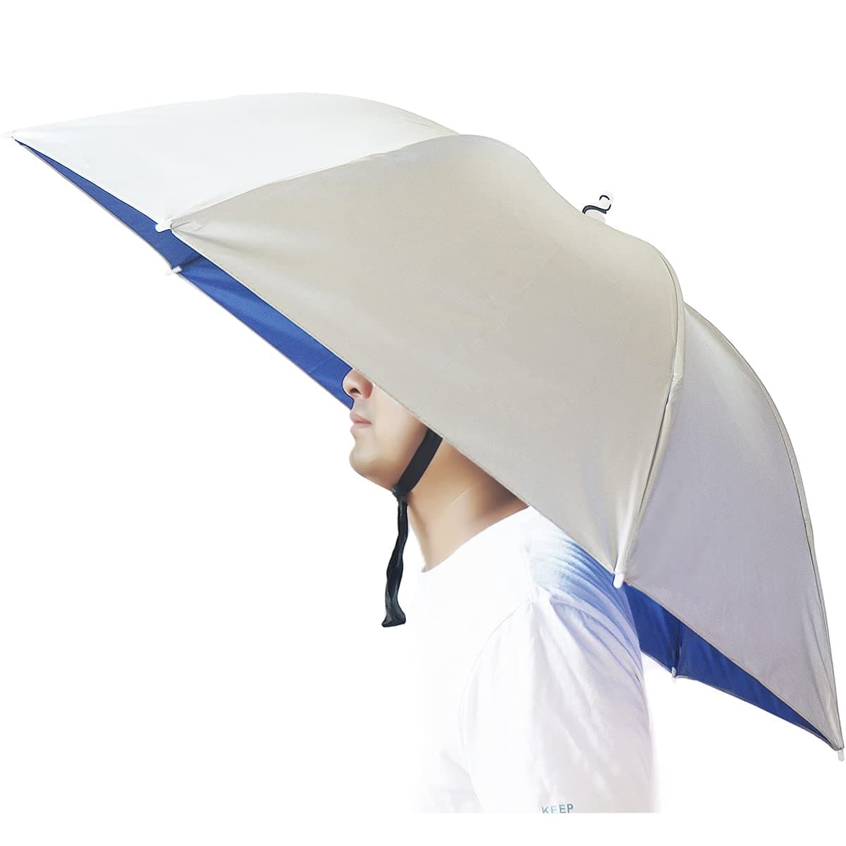 Umbrella Hat, 37 inch Fishing Umbrella Hat Hands Free Foldable UV Protection Umbrella Cap Adjustable Headwear for Fishing Golf Camping Beach Gardening Sunshade Outdoor