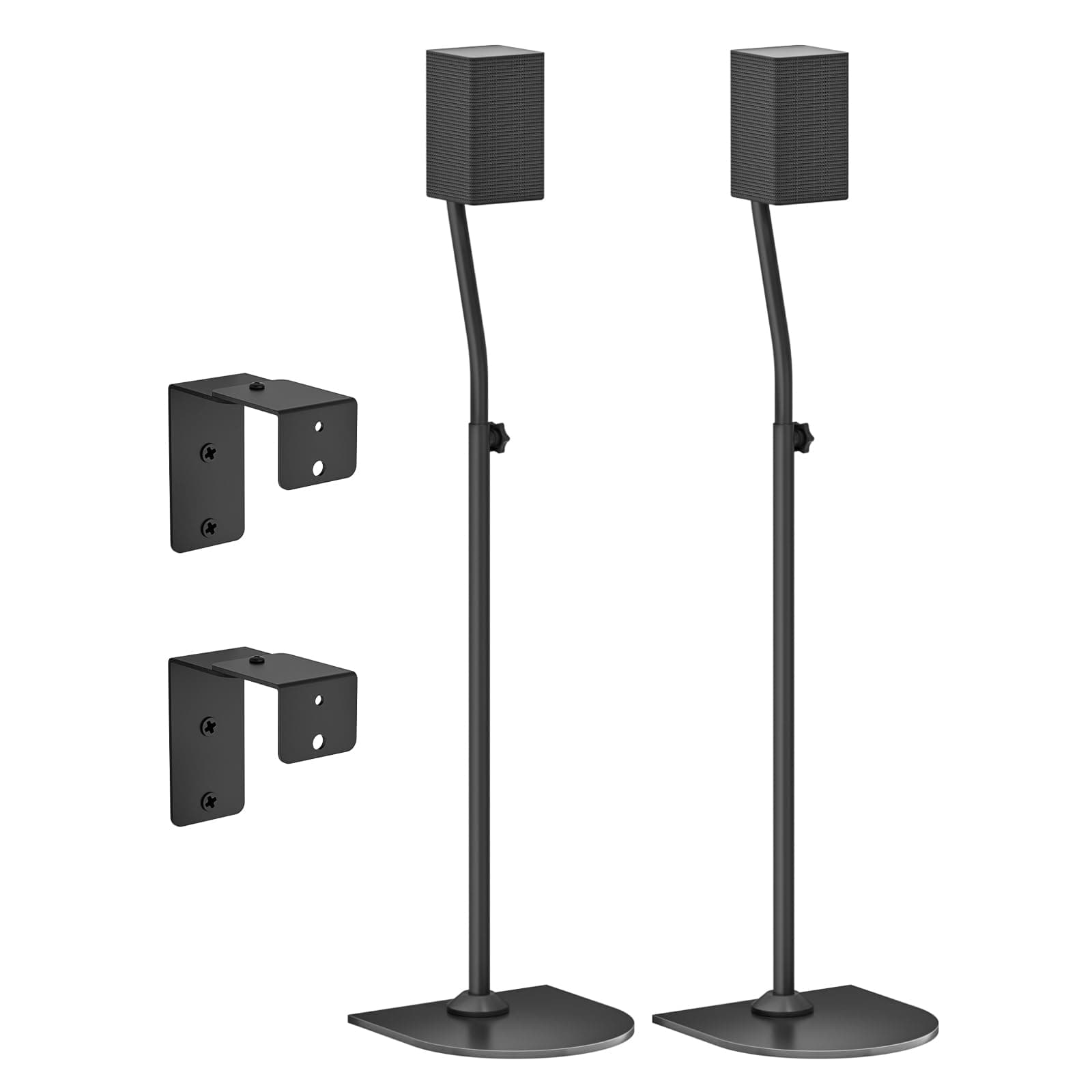 Speaker Stands Pair For Samsung Speakers With Wall Mount, Height Adjustable Extends 33" To 42" Floor Stand Cable Management Keyhole Or Thread Hole Rear