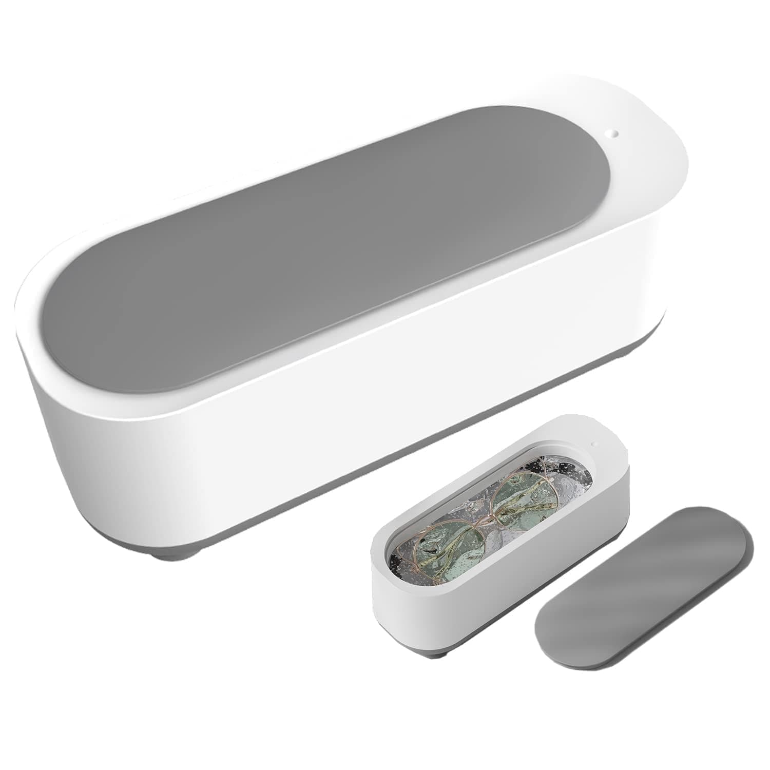 Ultrasonic Glasses Cleaner, 360° Professional Low Noise Portable USB Cleaning Machine Cleaner Ultra Sonic Jewellery Cleaner (Pack Of 1) (Grey And White)