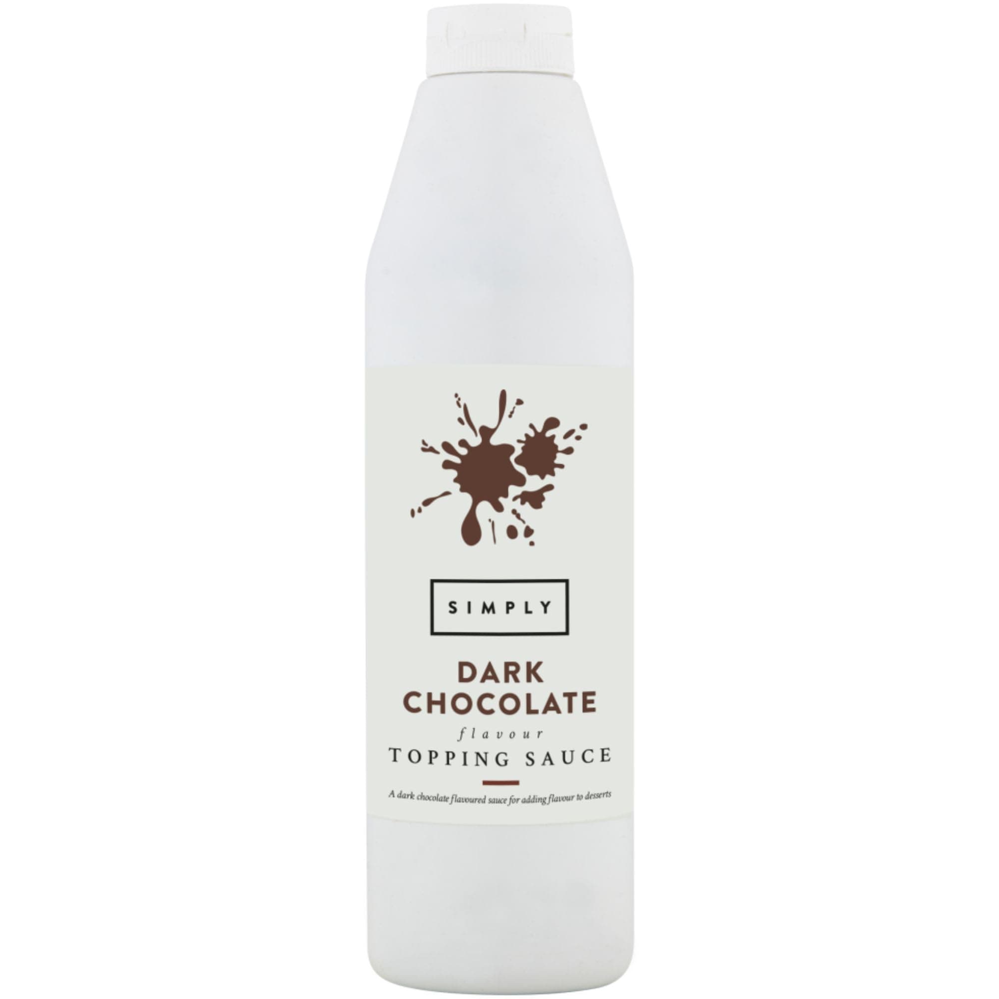 Simply Dark Chocolate Topping Sauce, Dairy Free Vegan Ready to Use Dessert Sauce for Ice Cream, Waffles, Pancakes, Coffee & Milkshakes (1 kg)