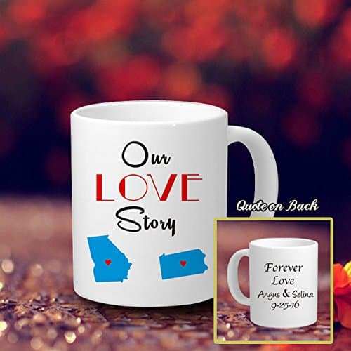 Personalised Coffee Mug with Name Forever Love Story Funny Coffee Mugs With Sayings 11 OZ Long Distance Relationship Coffee Mug Cup Personalised Wedding Gifts for Couple Anniversary Mug Gifts