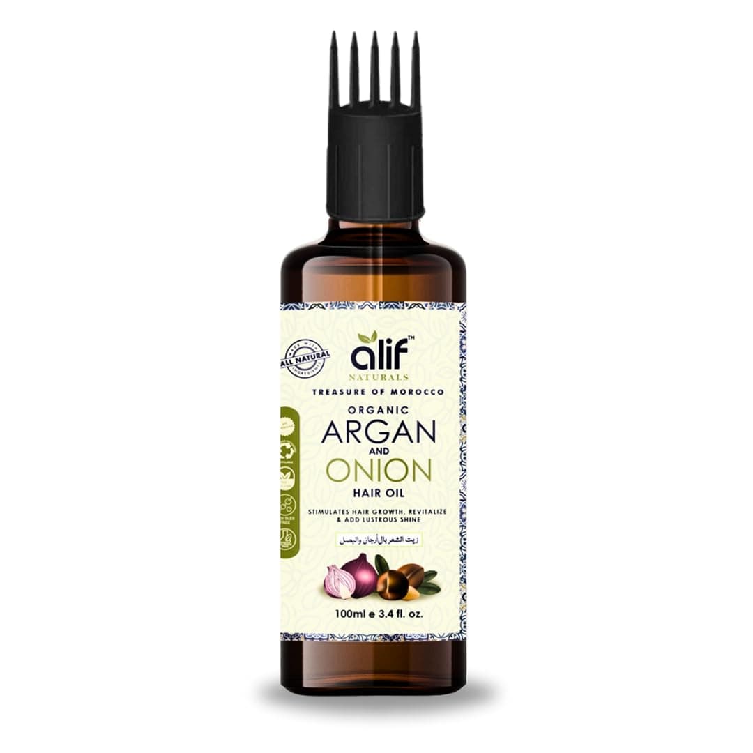 Argan & Onion Hair Oil for Growth, Silky & Strong Hairs Oil Extracts pure and organic Naturally Prevents Hair Loss Dandruff & split ends 100% Pure with Jojoba & Blackseed Oil
