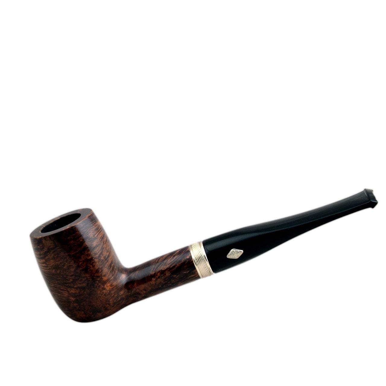 Brebbia SAILING (Noce 1005) briar straight billiard tobacco pipe with sterling silver band
