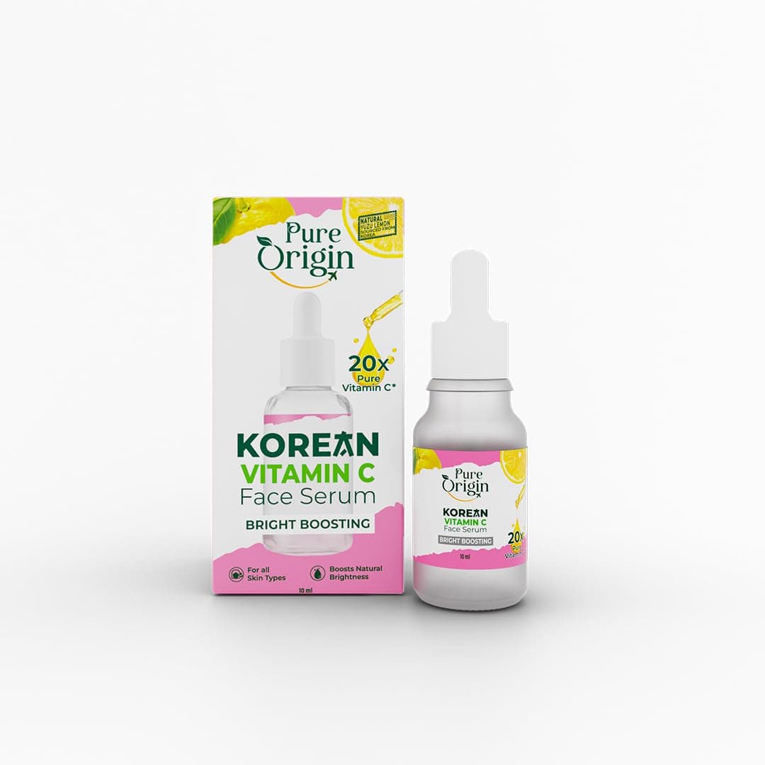 Pure Origin 20x Korean Vitamin C Brightening Face Serum | Reduces Dark Spots, Dullness & Uneven Skin Tone | Serum For Glowing Skin | For All Skin Types | 10ml