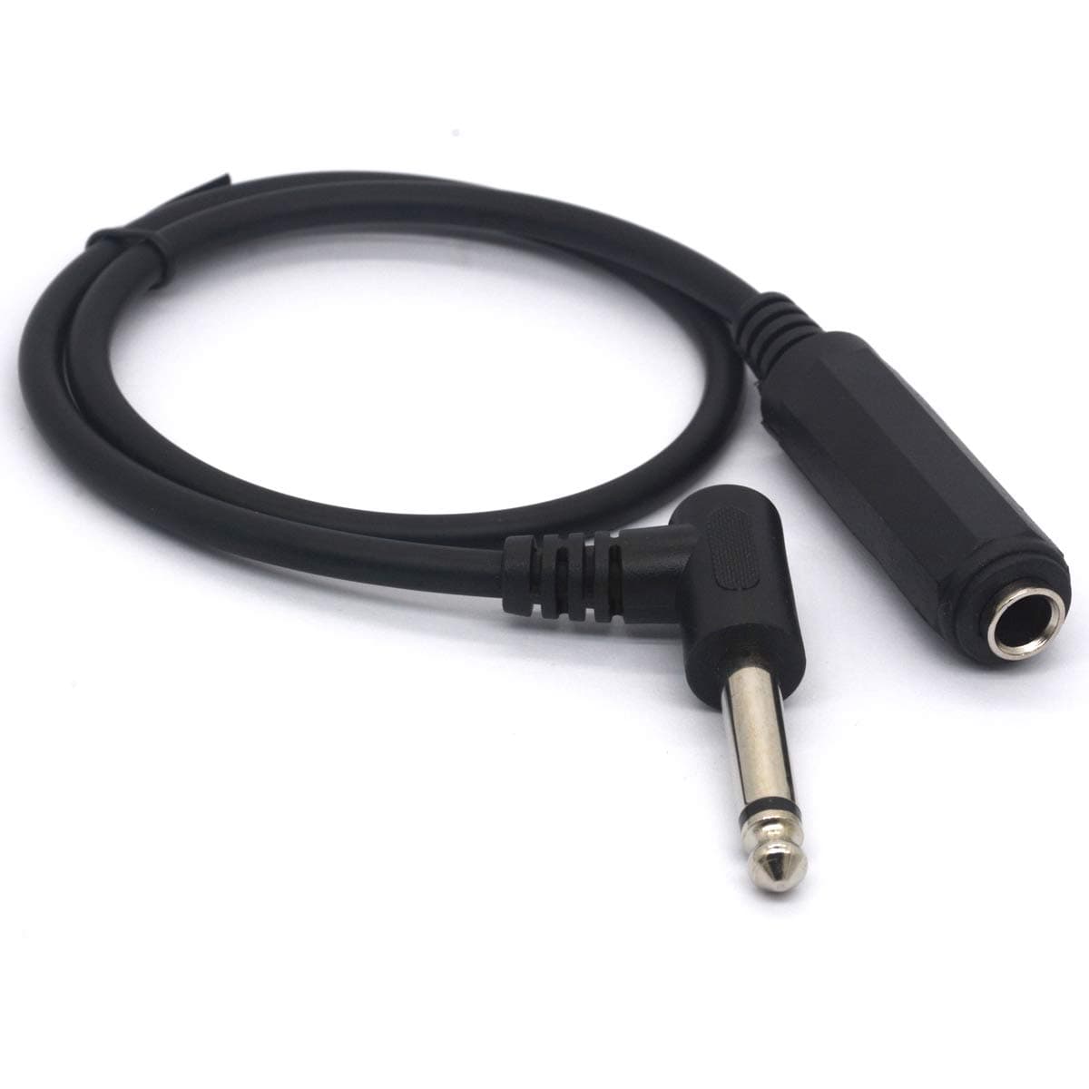 HTGuoji Right Angle 6.35 Male to Female 1/4 Stereo TRS Headphone Extension Cable for Guitar, AMP, Synthesis, Amp, Speaker, Piano (Mono Channel)