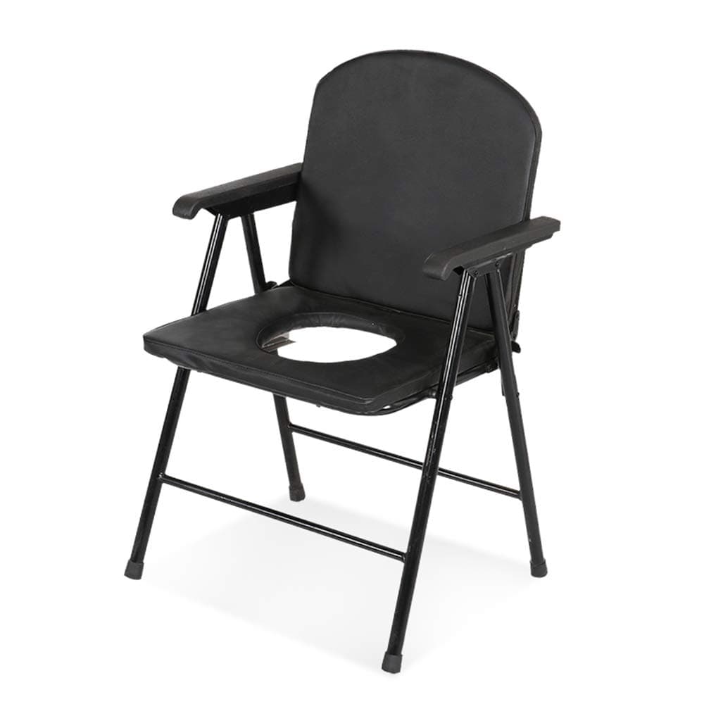 NESSTIC Toilet Chair Commode Seat with Padded Cushion Portable Bedside Commodes Medical 2 in 1 Foldable Shower Bath Chair with Backrest for Elder Disabled Pregnant Women