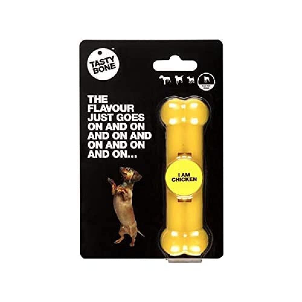 TastyBone Nylon Dog Chew Toy for Toy Dogs (Chicken) - Indestructible for Aggressive Chewers, Everlasting Flavour, Strong Healthy Teeth, Made in the UK