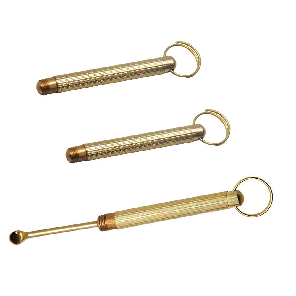 3Pcs 2.9 Inch Mini Metal Snuff Spoon Powder Scoop Tobacco Pipe Shovel with Key Chain Ring