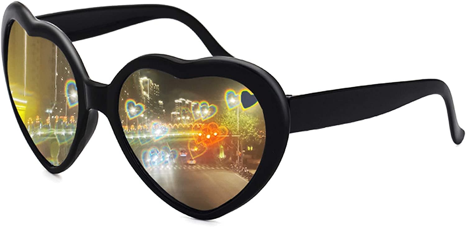 Heart Sunglasses Heart Effect Diffraction Glasses Festival Party Rave Light Accessories Heart Glasses UV400 Protection