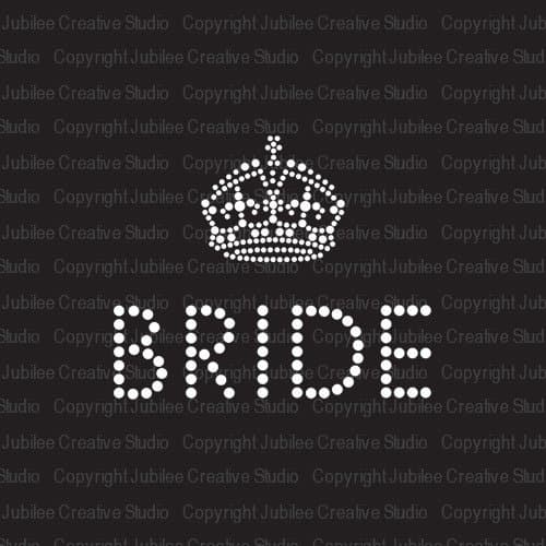 Simple Bride Crown Iron On Rhinestone Crystal Tshirt Transfer by JCS Rhinestones