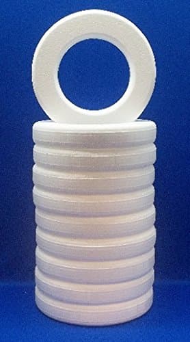 10 pc EPS Polystyrene Wreaths 12"X2" White Craft Styrofoam Floral Ring with Rounded Edges
