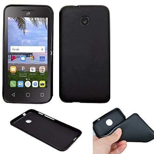 Phone Case For TracFone A466BG Alcatel PIXI UNITE 4G (Straight Talk) Slim-Flex Gel Cover ( 2tone Frosted-Black Gel)