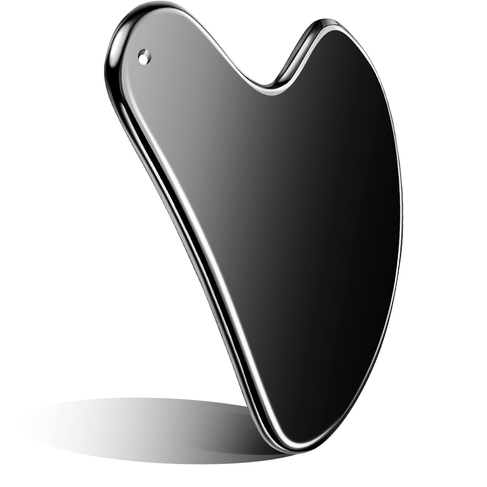 Nuanchu Gua Sha Facial Tools Guasha Tool for Face Stainless Steel Metal Gua Sha Tighten Skin Heart Massage Beauty Tool for Body Eyes Neck Massager with Travel Pouch (Black)