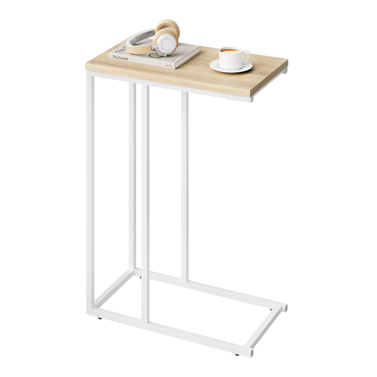 WOLTU End Table Side Table Coffee Table Light Oak for Coffee Laptop with Metal Frame Nightstand Table Beside Table TSG17hei