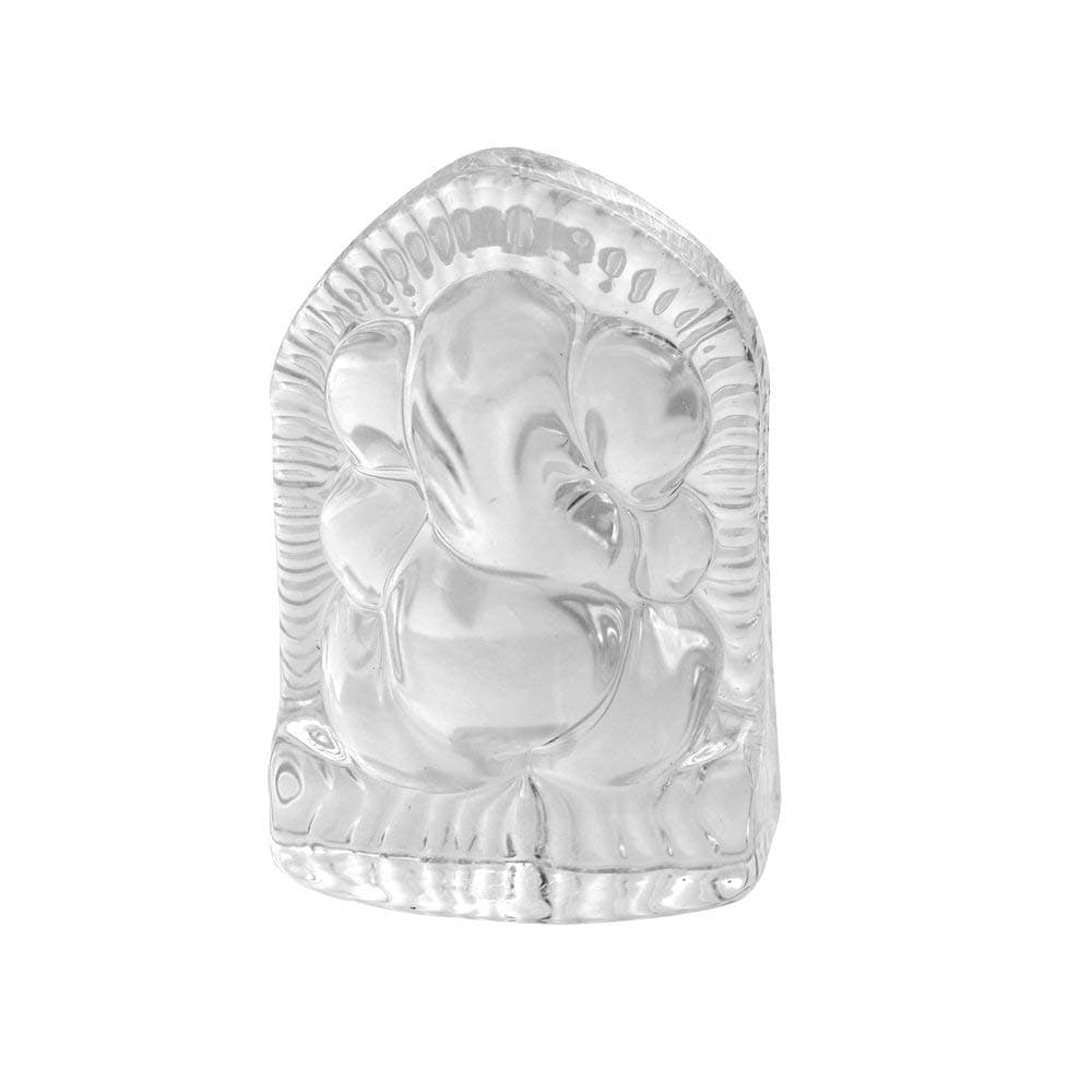Satre Online and Marketing Crystal Glass Ganesha Idol Statue/Car Dashboard/Home/Office Decoration (Silver)