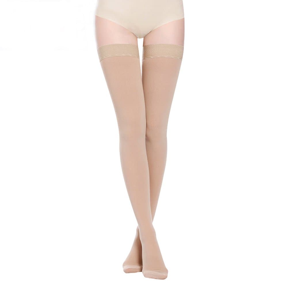 PPXGOGO Thigh High Compression Socks, Firm Support 20-30 mmHg Gradient Compression Stockings with Silicone Band. Treatment for Running, Edema, Varicose Veins, Pregnancy, Nursing.