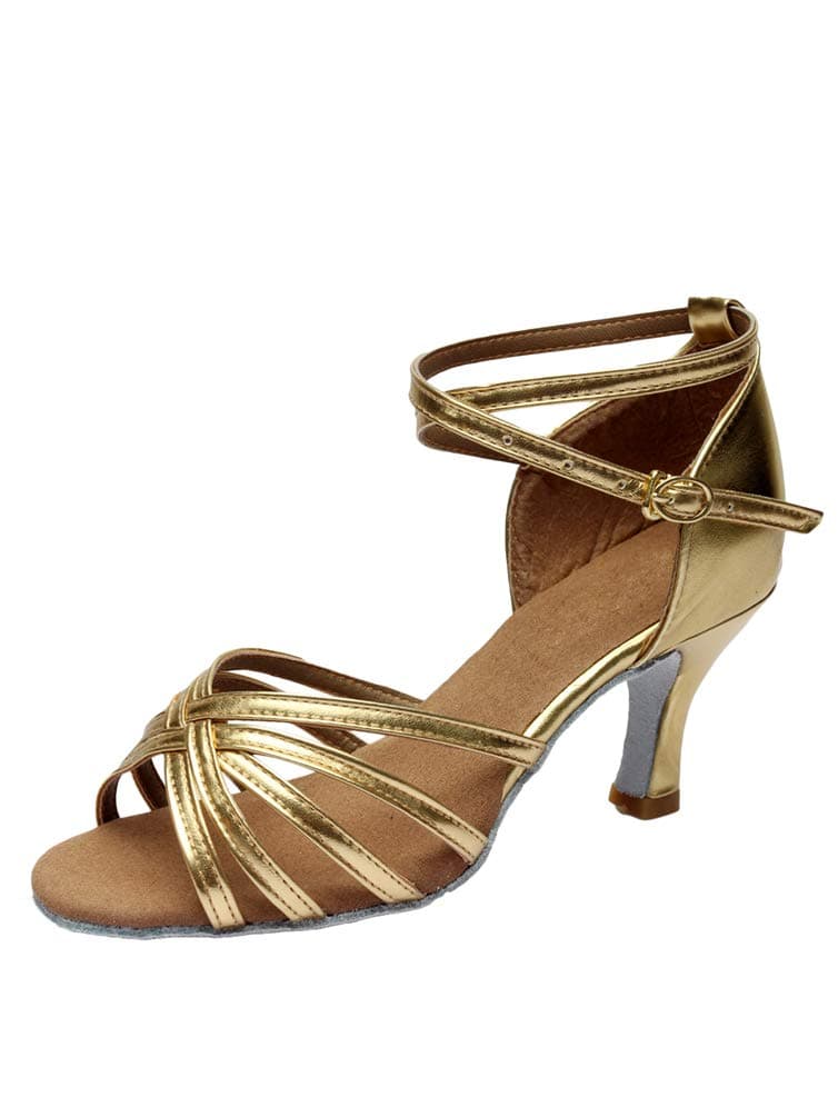 Women's Stylish Standard Latin/Modern/Samba/Chacha Middle High Heel Dance Shoes Salsa Performance Ballroom Shoes(Heel 7CM)