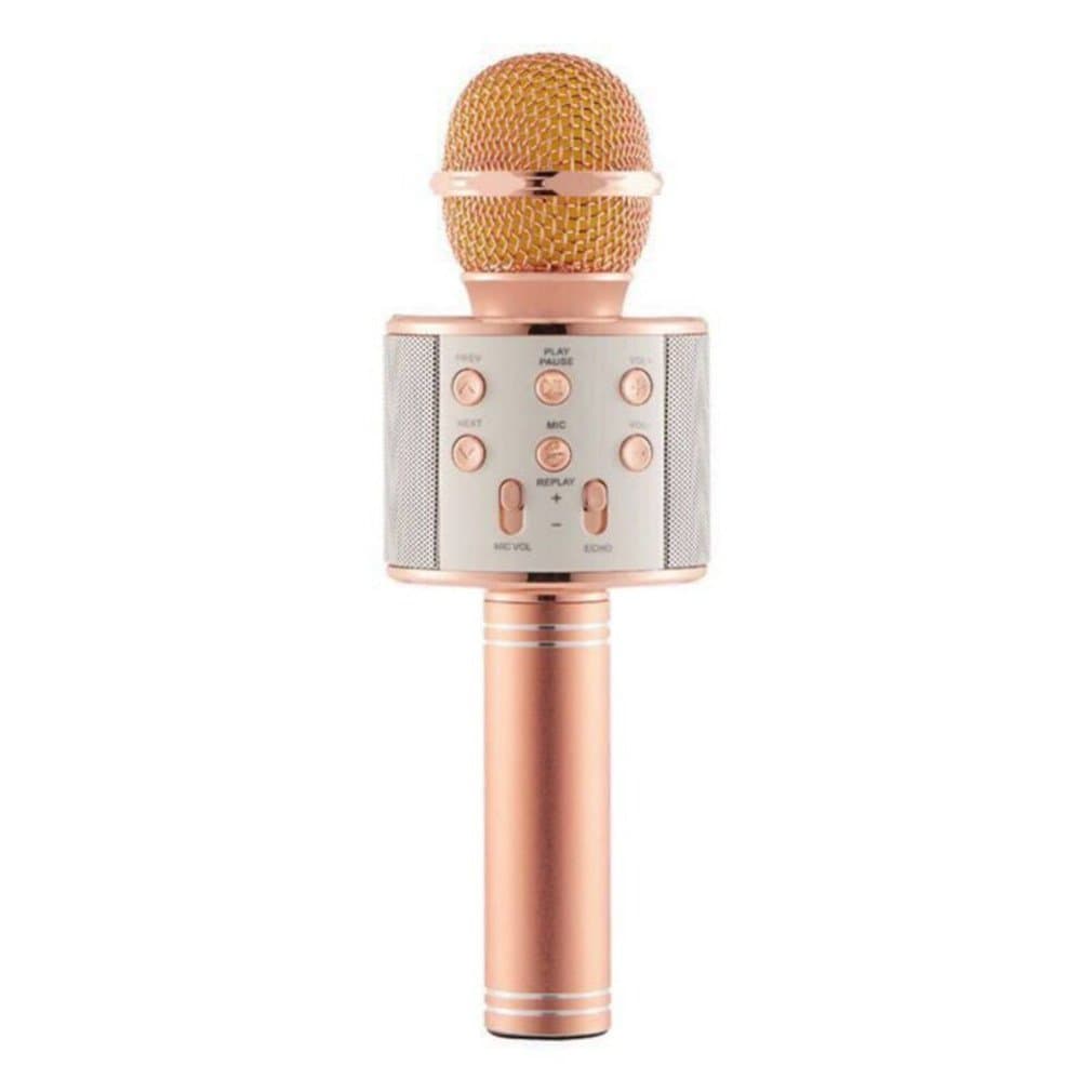 microphone WS-858 Wireless Bluetooth Karaoke Handheld USB KTV Player Bluetooth Mic Speaker Record Music Rose Gold