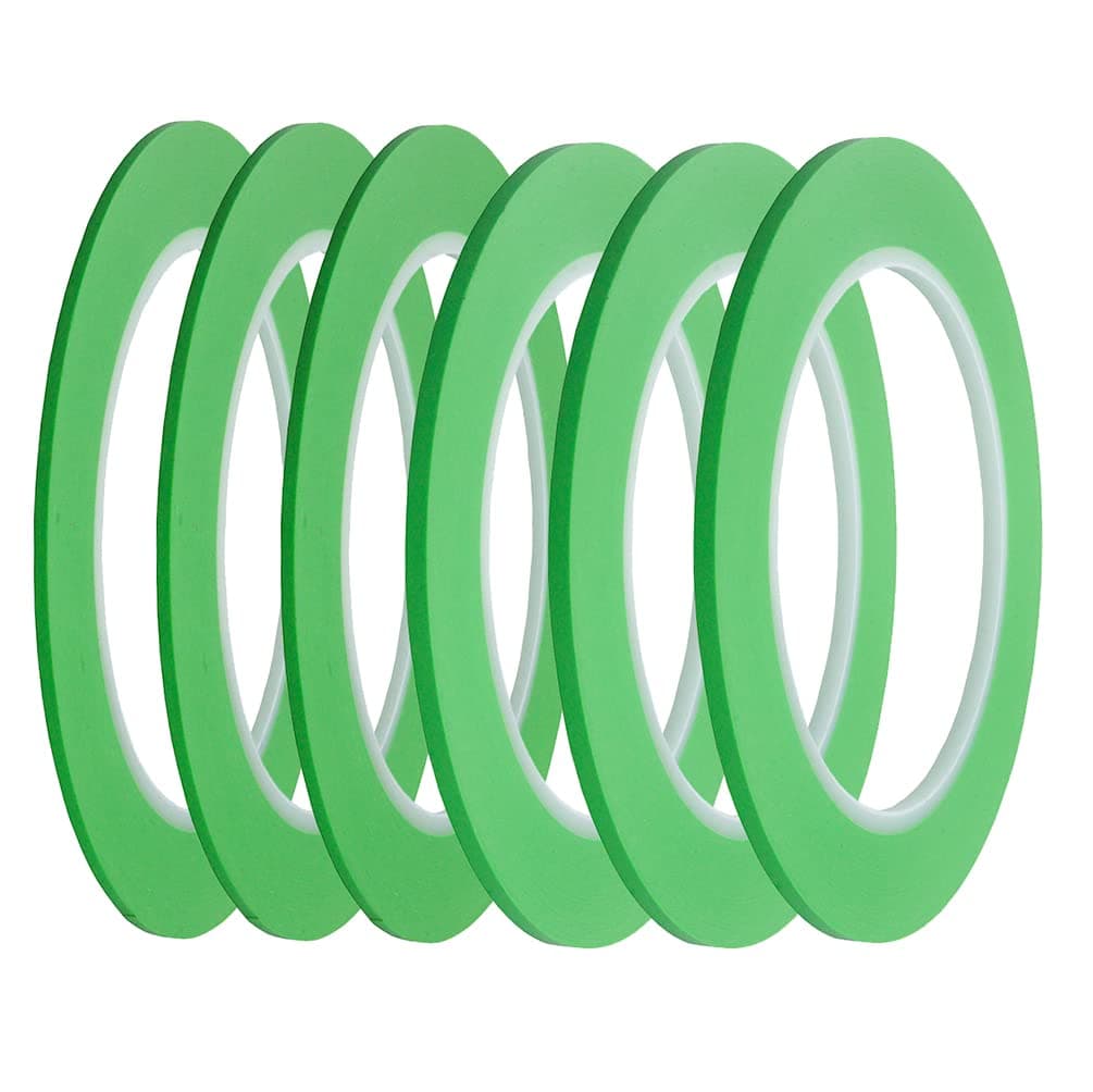 - JINBING High-Temp Vinyl Fine Line Fineline Masking Tape Automotive Paint for Curves Green (1/16in x 3 + 1/8in x 3)