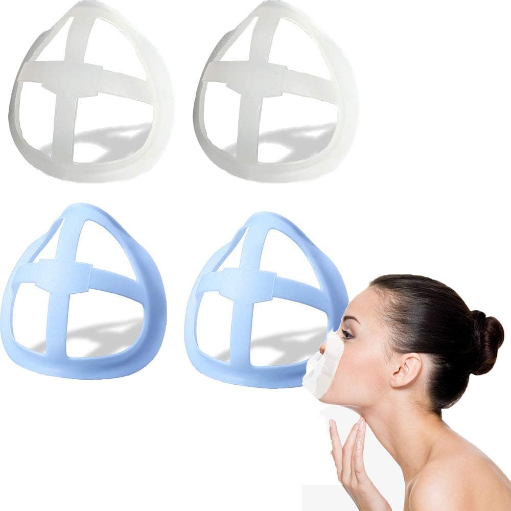 4PCS Silicone Mas-k Bracket for Increase B-reath Space for Comfortable Wearing, Cool Mas-k Bracket, Mas-k Stand Frame for Nose and Mouth, Mas-k Inner Support Pad Washable Reusable
