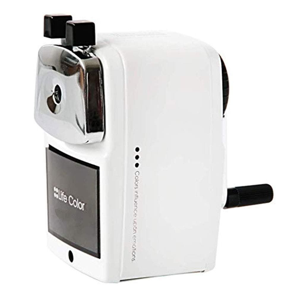 YWAWJ Manual Pencil Sharpener Desk-Mount Portable Pencil Sharpener Metal Body Heavy-duty Helical Steel Blade Suitable for Classroom Office and Home (Color : White)