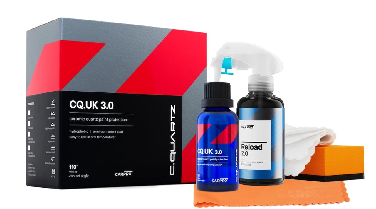 CQUARTZ UK 3.0 - Ceramic Coating for Cars, Quartz Based Nanotechnology, Bonds to Paint, Glass, Metal and Plastic - (50ml Kit w/Reload 2.0)