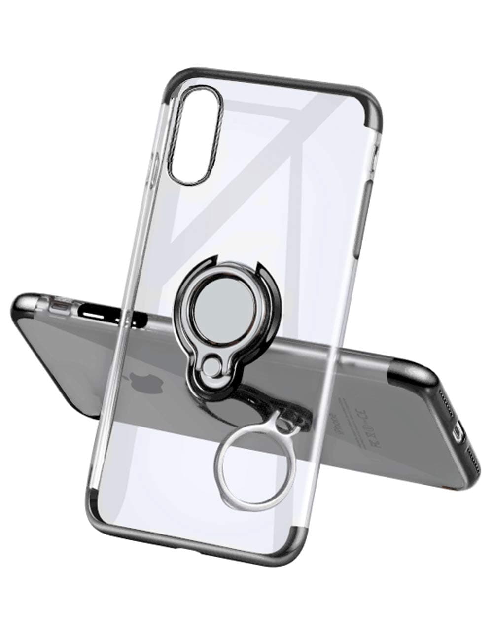 iPhone Xs Case iPhone X Case Clear Slim Fit Ultra Thin Cover with Grip Ring Holder Stand (360° Rotatable) and Magnetic Back for Car Mount, Protective Phone Case for iPhone Xs - Black