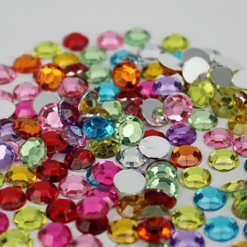 MajorCrafts® 120pcs 10mm Mixed Colours Flat Back Round High-Grade Acrylic Rhinestones Arts and Crafts Embellishments