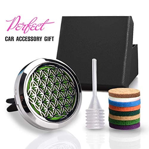Flower of Life Car Essential Oil Diffuser,1.2" Aromatherapy Essential Oil Vent Clip,Fragrance Locket-Waterless & Wireless