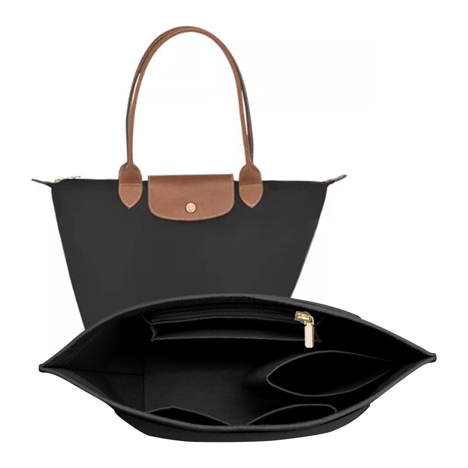 Felt Organiser Insert for Longchamp Le Pliage L Bag, Black