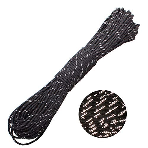 GeGeDa Reflective Paracord 9 Core 550 Parachute Cord Camping Rope 100FT