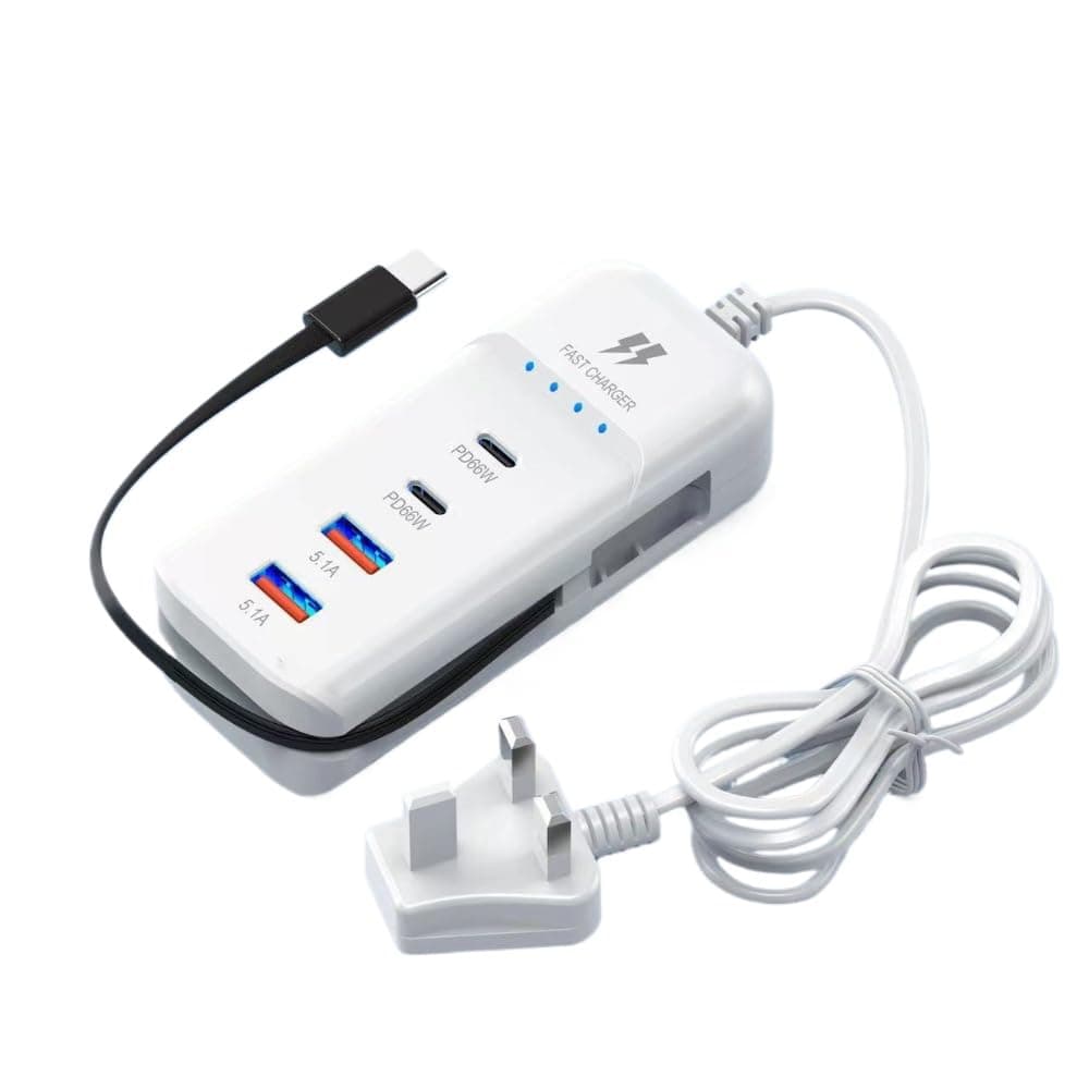 66W desktop mobile phone charger plug-in charging station for fast charging, multi port PD, Type-C cable universal USB extension cable dual PD, dual 5.1AUSB
