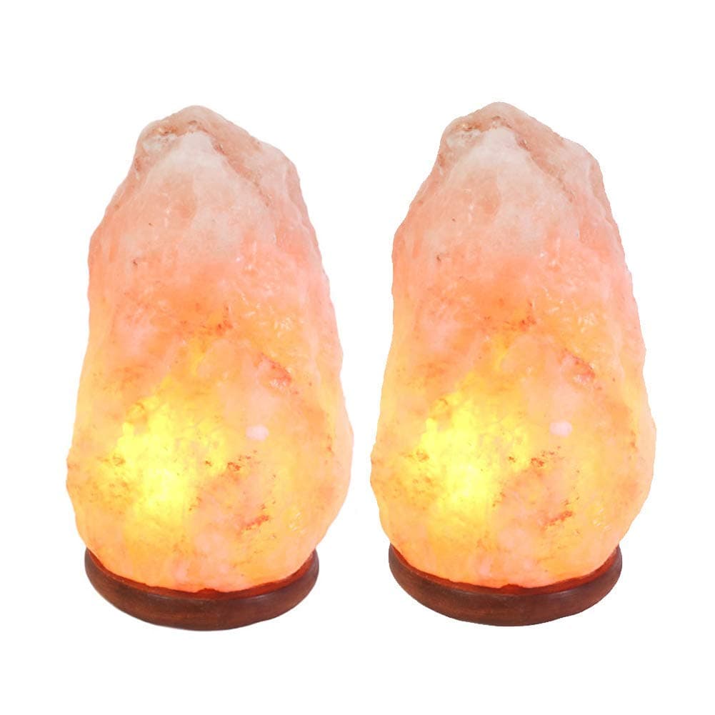 (Pack of 2) 2-3 KG Salt Lamp 100% Authentic Natural Pink Himalayan Crystal Rock with CE Certified Electric Cable and Bulb. Therapeutic and Ionising.