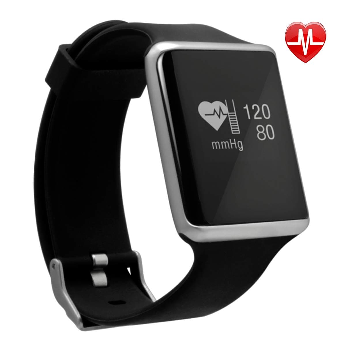 Bebinca Blood Pressure Monitor Bluetooth Smart Watch Band Activity Tracker Heart Rate Pedometer 0.95inch Black