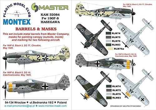 Montex KAM 1:32 Fw-190 F-8 #3 for Hasegawa Mask + Metal Part #KAM32084