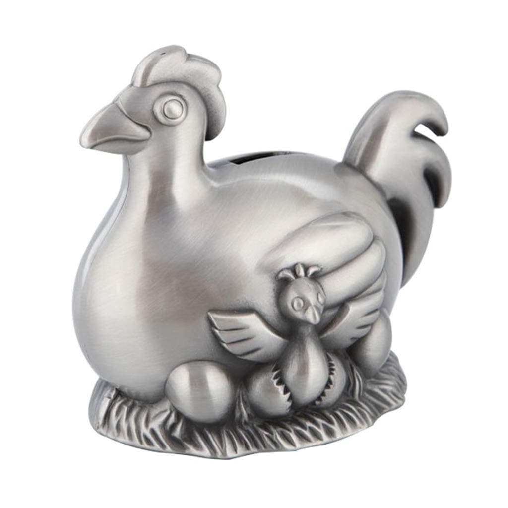 Safes Piggy Bank Metal Piggy Bank Hen Hatching Egg Piggy Bank Crafts Chicken Mother Hatching Chicks Change Cans Creative Children's Gifts Ornaments (Color : A, Size : 127.410.1CM)