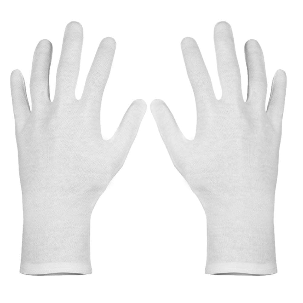 PAXCOO6 Pairs XL White Cotton Gloves for Dry Hand Moisturizing Cosmetic Eczema Hand Spa and Jewelry Inspection