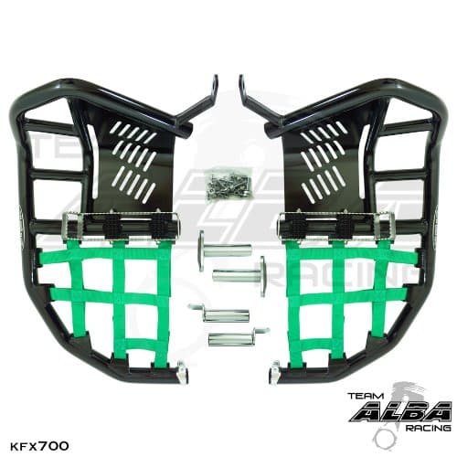 KFX 700 (2004-2009) Propeg Nerf Bars Black Bars w/Green Net Compatible with Kawasaki KFX 700