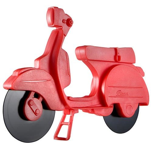 Eddington Pizza Scooter Pizza Cutter - This fun pizza cutter in the shape of a retro scooter will slice through pizza like a Vespa through gridlocked traffic in Rome!