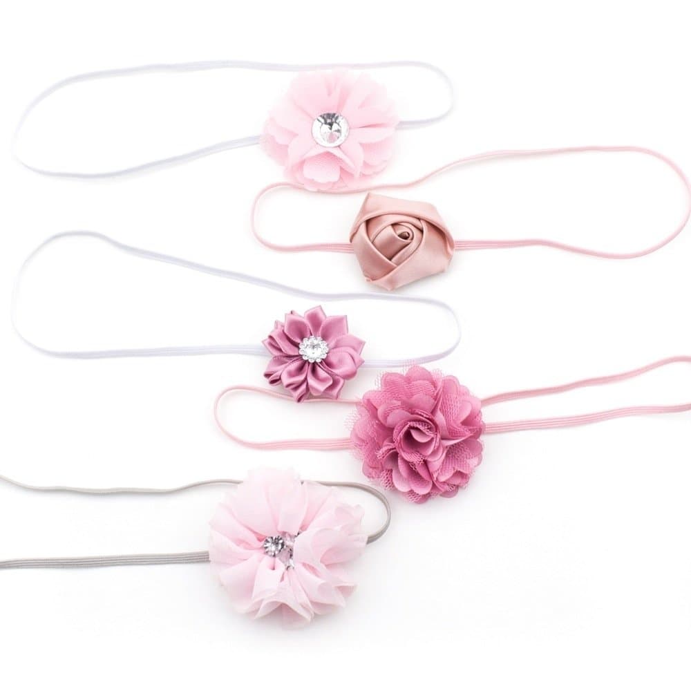 Baby Headbands Mini Small Flowers Thin Newborn 6-12 Months for Girls Made in USA