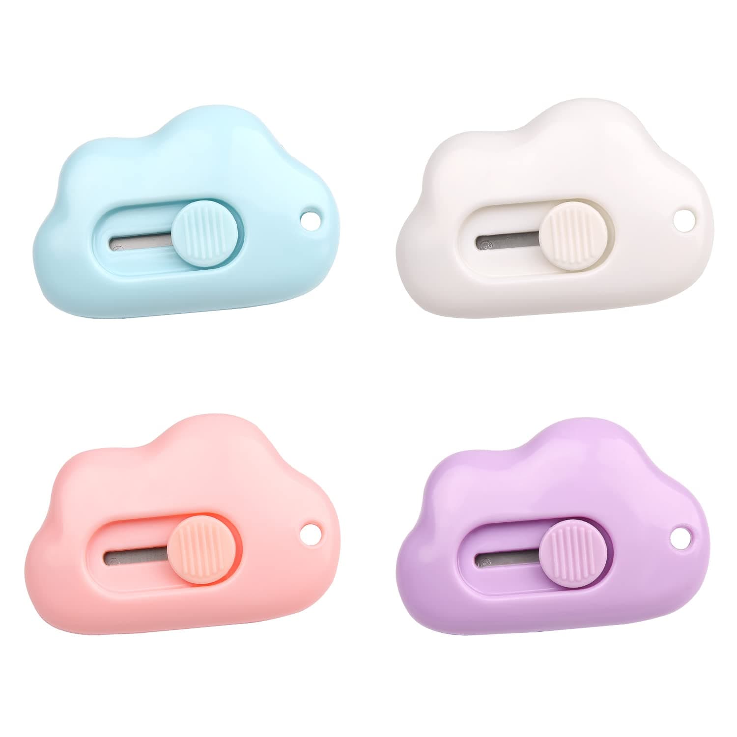 4 Pieces Shrink Letter Openers Mini Portable Paper Cutter Cute Cloud Shape Box Letter Openers for Letter Small Box Opening Paper Cutting DIY Crafts(Color1)
