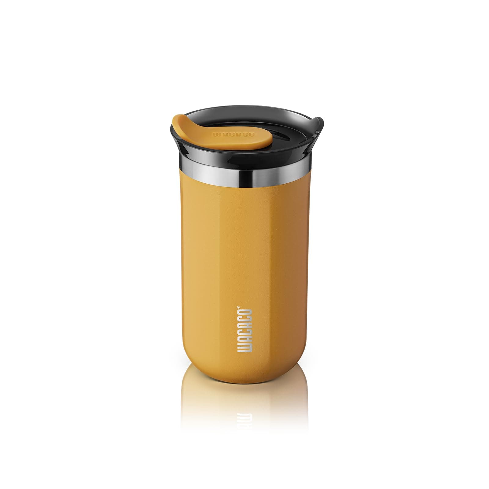 Octaroma Lungo Vacuum Insulated Coffee Mug, Double-wall Stainless Steel Travel Tumbler With Drinking Lid, 10 fl oz(300ml), Amber Yellow