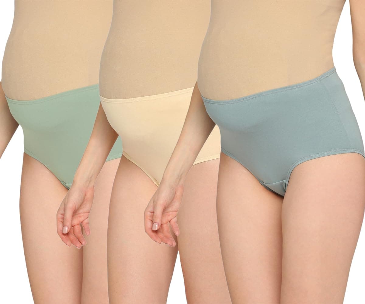 Women's High Waist Soft Comfy Cotton & Breathable Maternity Panty|Pregnancy Panty|Maternity Panties (Pack of 3)