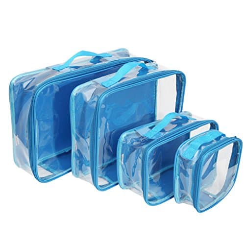 Clear Packing Cubes set of 4 / Packs 7-10 Days of Clothes/Premium PVC Plastic Storage Cube
