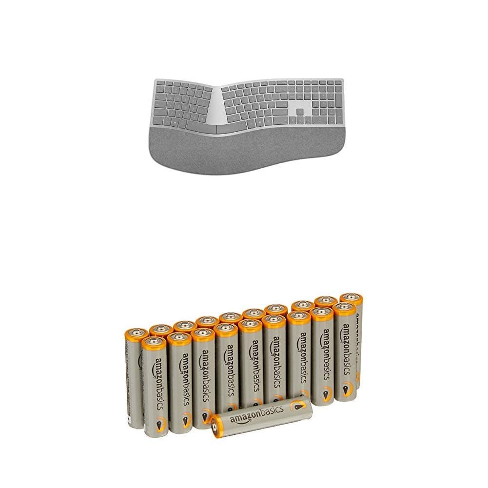 Microsoft Surface Ergonomic Bluetooth Keyboard with Amazon Basics Batteries